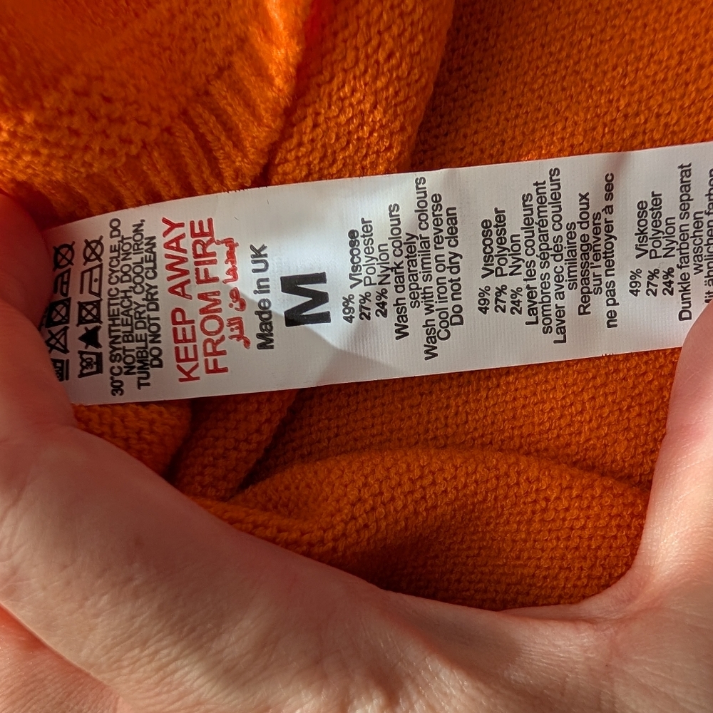 ❤️2 For 20❤️ PrettyLittleThing Bright Orange Knit Top with Back Tie - Picture 4 of 4
